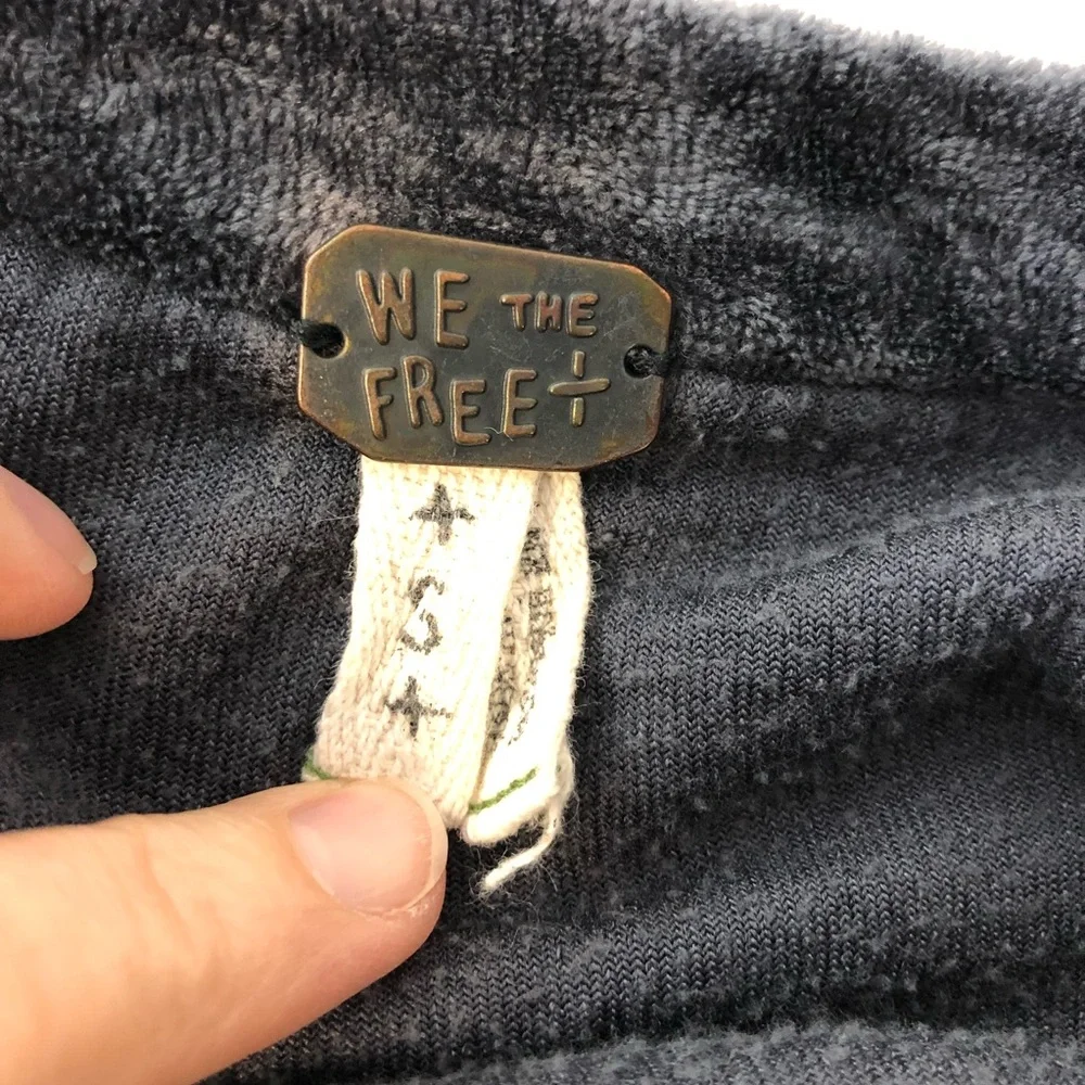 We The Free Crushed Velvet Dark Gray Milan Layering Top